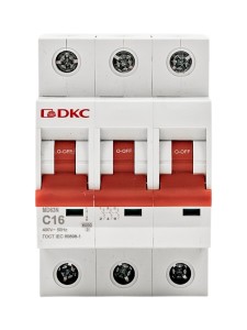 Автоматический выключатель YON max типа MD63N, 6кА, 3 полюса, хар-ка C, 16А DKC