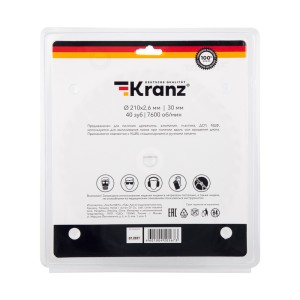 Диск пильный 210 мм х 40 зуб х 30 мм KRANZ