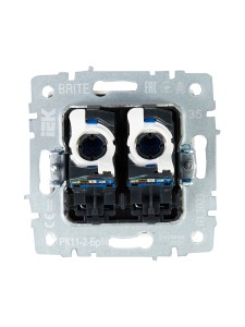 BRITE Розетка компьютерная двойная RJ45 кат.6 РК11-2-БрМ маренго IEK