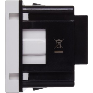 Розетка с заземляющим контактом защитной шторкой и винтовым зажимом (2 модуля) белая