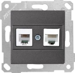 Rita - Розетка телефонная RJ-12+RJ-45 кат.5е, дымчатый