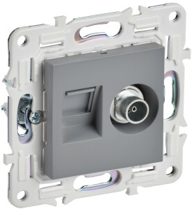SKANDY Розетка двойная TV+RJ45 кат.5E SK-A14Gr серый IEK