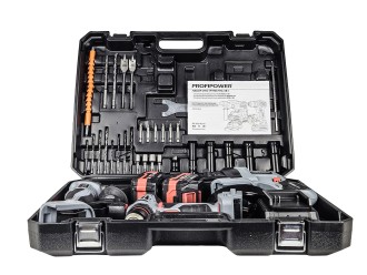 Аккумуляторный бесщеточный E0247 НАБОР 3в1 PROFIPOWER ProfiSet-3E18 (Li-ion-2шт, 4Ач, З/У, кейс, E0080,T0056, T0058)