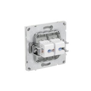 Компьютерная розетка RJ-45 без шторки, кат.6А двойная, KANT, белый песок DKC