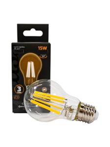 Лампа Gauss Filament А60 15W 1400lm 2700К Е27 LED