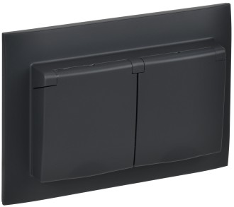 SKANDY Розетка 2-местная и крышкой 16А в сборе IP44 SK-R12G графит IEK