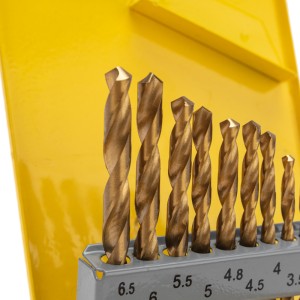 Набор сверл по металлу, 1,5-6,5мм (через 0,5мм, 3,2мм, 4,8мм), НSS, ТИТАН, цилиндрический хвостовик,