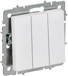 BRITE Выключатель 3-клавишный 10А ВС10-3-0-БрАБ арктический белый IEK