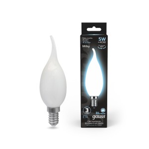 Лампа Gauss Filament Свеча на ветру 5W 450lm 4100К Е14 milky