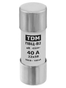 Плавкая вставка ПВЦ-B2 22х58 aR (быстродействующая) 40А TDM