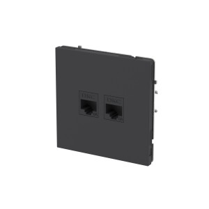 Компьютерная розетка RJ-45 без шторки, кат.6А двойная, KANT, черный уголь DKC