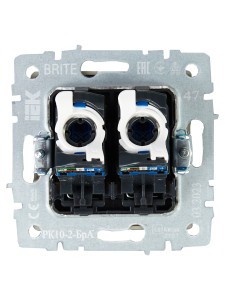 BRITE Розетка компьютерная двойная RJ45 кат.5E РК10-2-БрА алюминий IEK