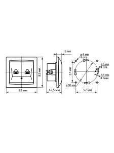 Розетка телефонная RJ11 + компьютерная RJ45 старинная бронза "Лама" TDM