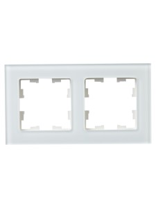 BRITE Рамка 2-местная РУ-2-2-Бр стекло белый матовый IEK