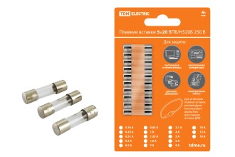 Плавкая вставка ВПТ6-1 0,16А 250В TDM упак (10 шт.)