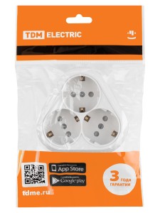 Розетка треугольная 2П+3 открытой установки IP20 16A с защитными шторками белая "Ладога" TDM