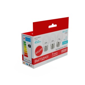 Лампа Gauss Elementary Шар 6W 450lm 4100K Е27 LED 1/10/100