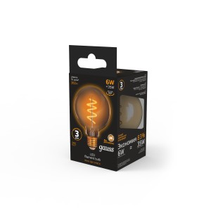 Лампа светодиодная Black Filament G95 Flexible 6Вт 2400К E27 Golden Gauss 105802007