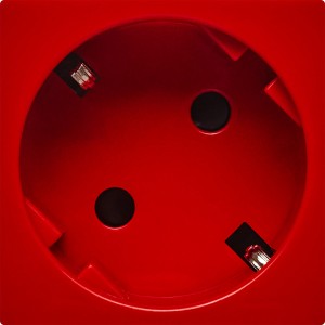 Розетка 45град с заземляющим контактом защитной шторкой и винтовым зажимом (2 модуля) красная