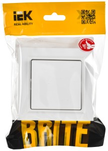 BRITE Выключатель 1-клавишный 10А в сборе ВСР10-1-0-БрАБ арктический белый IEK