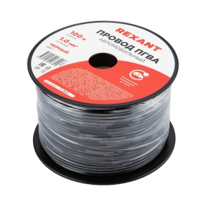 Провод ПГВА 1х1,00мм², черный, бухта 100м REXANT