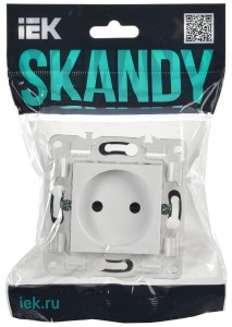 SKANDY Розетка без заземления с защитными шторками 10А SK-R01W арктический белый IEK
