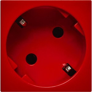 Розетка 45град с заземляющим контактом без защитной шторки и винтовым зажимом (2 модуля) красная