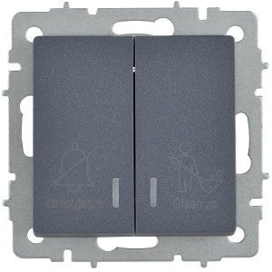 BRITE Выключатель 2-клавишный с индикацией для отелей 10А ВС10-2-9-БрМ маренго IEK