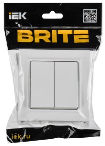 BRITE Выключатель 2-клавишный 10А в сборе ВСР10-2-0-БрАБ арктический белый IEK