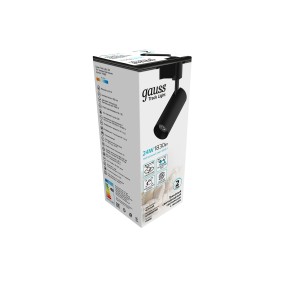 Светильник трековый Gauss цилиндр 24W 1830lm 4000K 180-220V IP20 65*206мм черный линза 36º LED 1/40