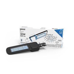 Светильник Уличный Gauss LED Qplus IP65 370*145*45 30W 3600lm 5000K 120-260V КСС Ш 1/6