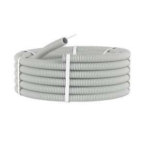 Труба ПВХ гибкая гофр. д.16мм, тяжёлая с протяжкой, 100м, цвет серый DKC