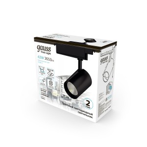 Светильник трековый Gauss цилиндр 42W 3650lm 4000K 180-240V IP20 90*240мм черный угол 24º LED 1/20