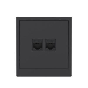 Компьютерная розетка RJ-45 без шторки, кат.5е двойная, KANT, черный уголь DKC