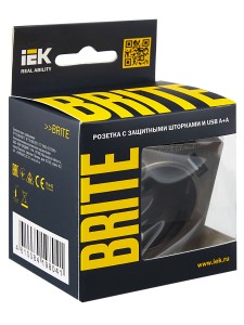 BRITE Розетка 1-местная с заземлением с защитными шторками 16А с USB A+A 5В 3,1А РЮш10-2-БрТБ темная бронза IEK