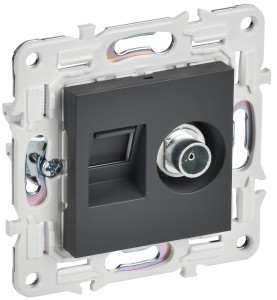 SKANDY Розетка двойная TV+RJ45 кат.6 SK-A15T титан IEK