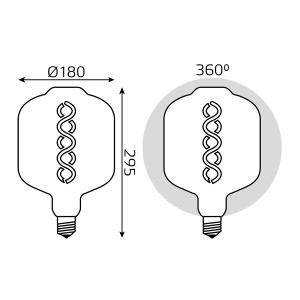 Лампа Gauss Filament DL180 8W 300lm 2400К Е27 gray flexible LED 1/6