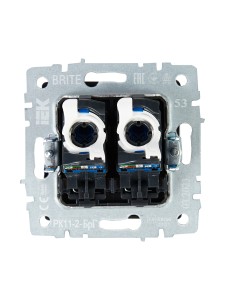 BRITE Розетка компьютерная двойная RJ45 кат.6 РК11-2-БрГ графит IEK
