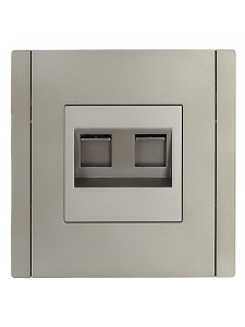 FORTE&PIANO Розетка компьютерная двойная RJ45 кат.5E FP533 сталь IEK