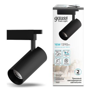 Светильник трековый Gauss цилиндр 16W 1390lm 4000K 180-240V IP20 65*210мм черный угол 24º LED 1/40