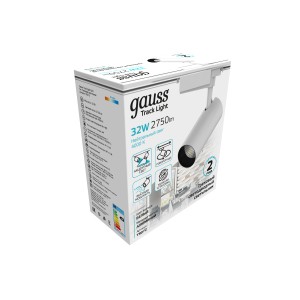 Светильник трековый Gauss цилиндр 32W 2750lm 4000K 180-240V IP20 75*220мм белый угол 24º LED 1/40
