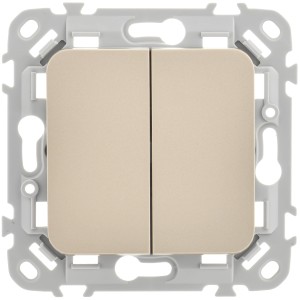 FLITE Выключатель 2-клавишный 10А ВС12-1-0-ФлШ шампань IEK
