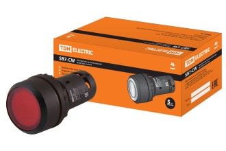 Кнопка SB7-CW3462 с возвратом, 1НЗ, d22 мм, 220 В LED, красная, IP54 TDM