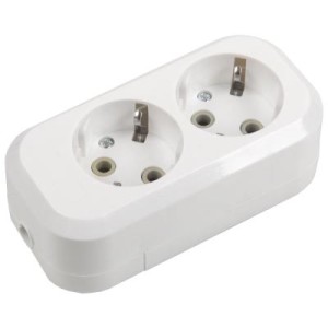 Розеточная колодка GSB-16-2-G-IP20 Classic, 16А, 2 места, c/з, б/в, IP20