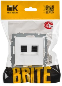 BRITE Розетка компьютерная двойная RJ45 кат.6 РК11-2-БрАБ арктический белый IEK