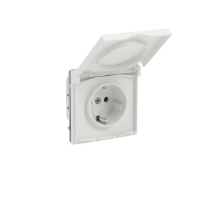 Розетка силовая, 2P+E, с з/ш, с крышкой, IP44, KANT, белый песок DKC