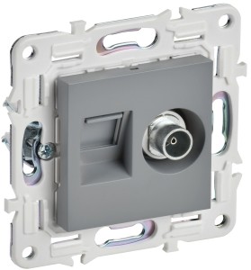 SKANDY Розетка двойная TV+RJ45 кат.5E SK-A14Gr серый IEK