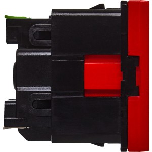 Розетка с заземляющим контактом без защитной шторки и безвинтовым зажимом (2 модуля) красная