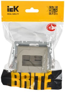 BRITE Розетка компьютерная двойная RJ45 кат.6 РК11-2-БрШ шампань IEK