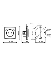 Розетка 2П+З 16А 250В + 2 USB порта 2,1А 5В сл.кость "Лама" TDM
